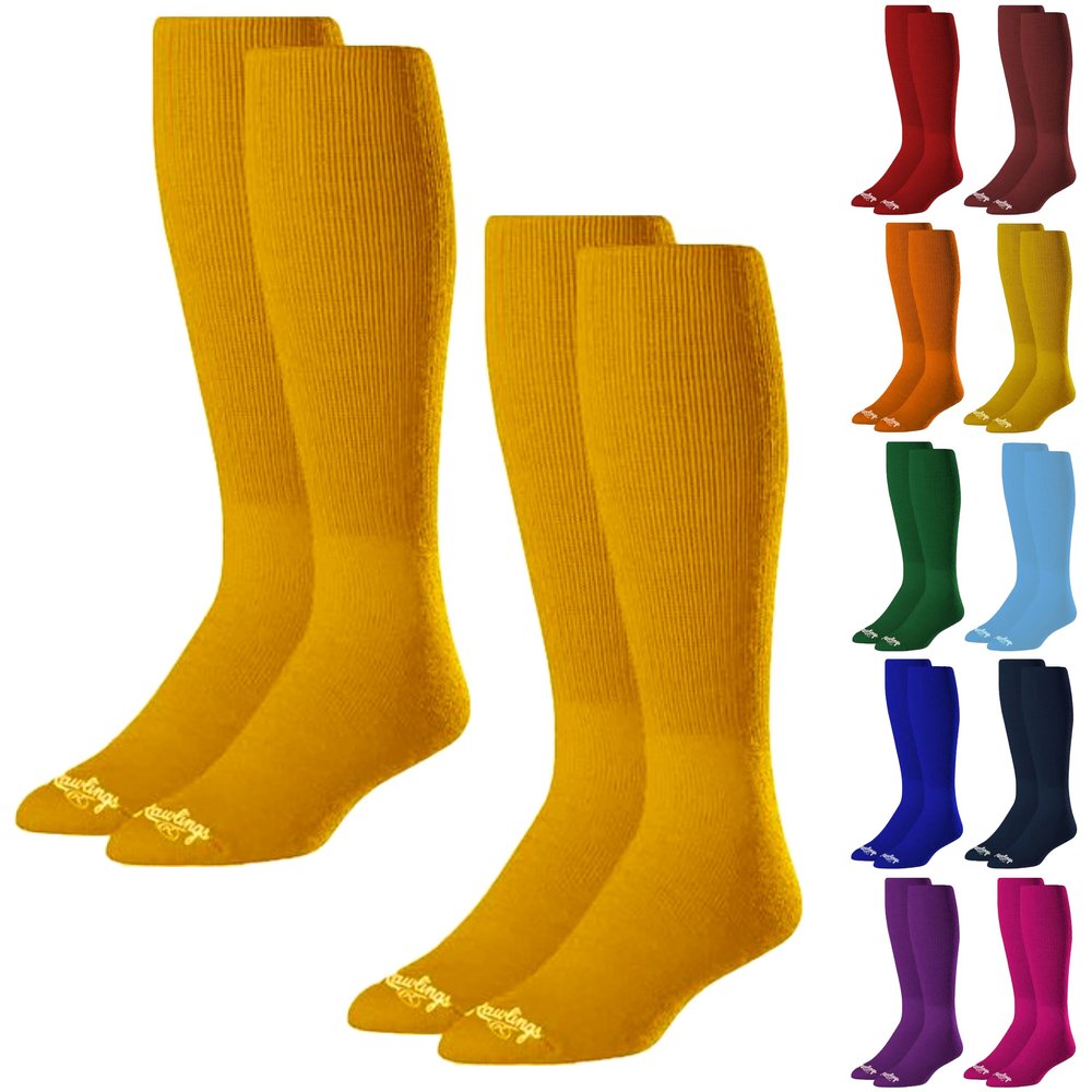 Rawlings Baseball/Softball Socks | 2 Pair | Large | Light Orange