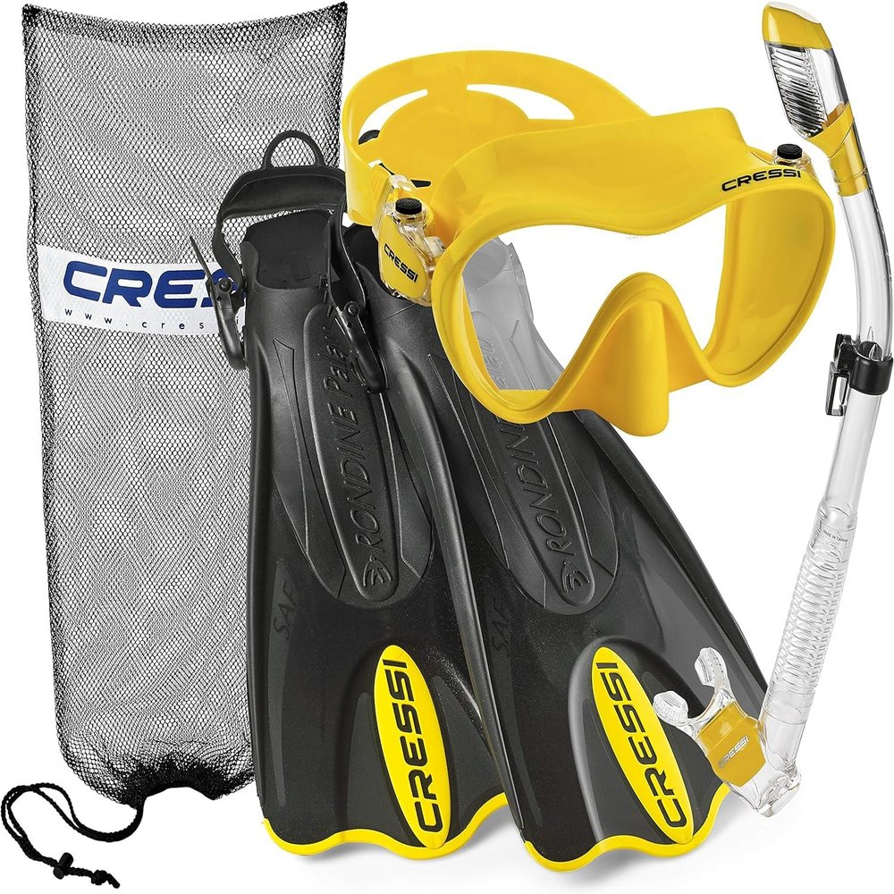 Cressi F1 + Supernova Dry + Palau SAF, Yellow, XS/S
