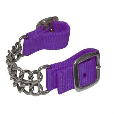 Showman Adjustable Double Chain Nylon Curb Strap (Purple)