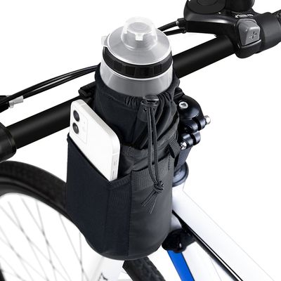 WOTOW Bike Water Bottle Holder- Insulated Bicycle Cup Holder with Shoulder Strap, Bike Drink Holder with Phone Storage for Adult Kids, Handlebar Cycling Water Bottle Cage for Mountain Touring