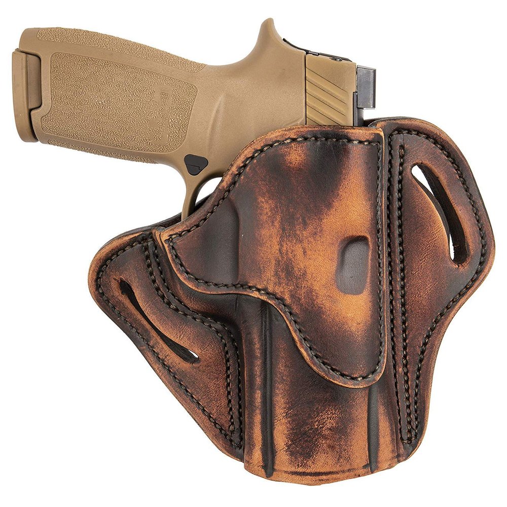 1791 GUNLEATHER P320 Holster, Right Hand OWB Leather Gun Holster for Belts. Compatible with SP2022, P227, HK P30, VP40 and Most Large Frame Pistols