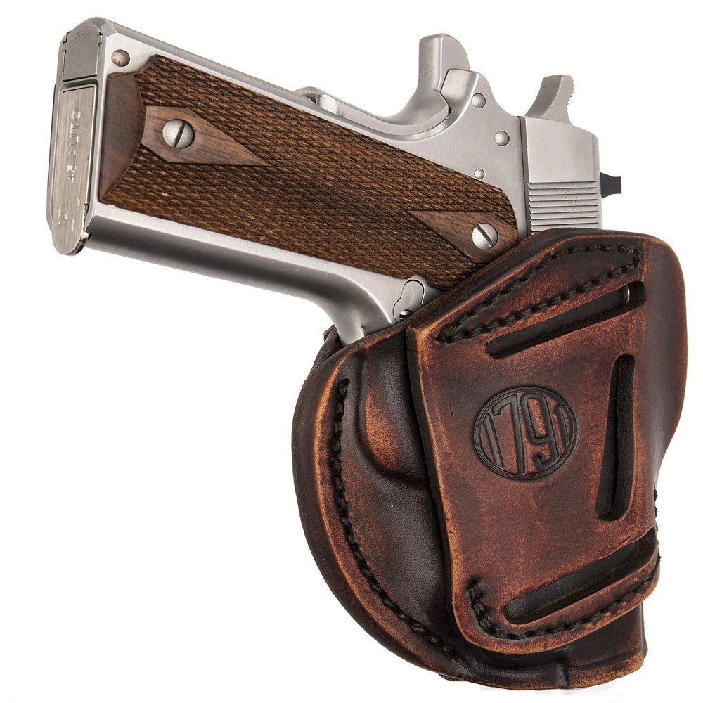 1791 Gunleather 3-Way 1911 Holster - Ambidextrous OWB CCW Leather Gun Holster - Fits All 1911 Models Sig, Colt, Kimber, Ruger, Browning, Taurus and Remmington