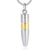 Bullet Cremation Urn Necklace for Ashes Stainless Steel Memorial Keepsake Jewelry (Gold) view 1