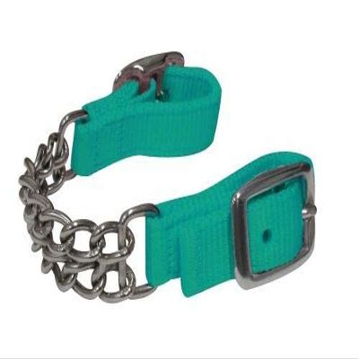 Showman Adjustable Double Chain Nylon Curb Strap (Teal)