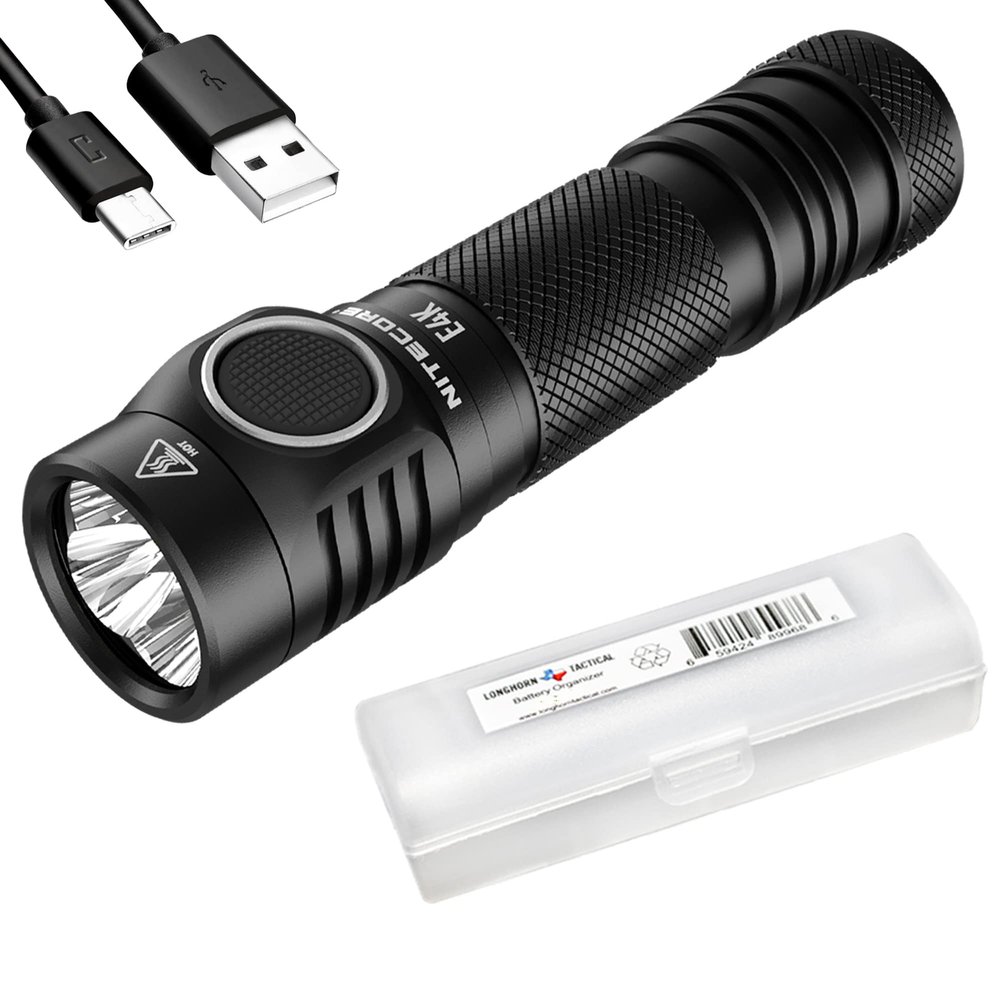 Nitecore E4K 4400 Lumen EDC Compact Rechargeable Flashlight with LumenTac Organizer