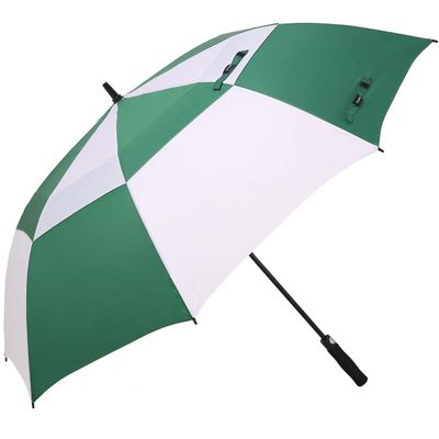 Doubwell golf umbrella large oversize 68 inches air vent double canopy windproof automatic straight rain umbrellas for men and women (white/Deep green)