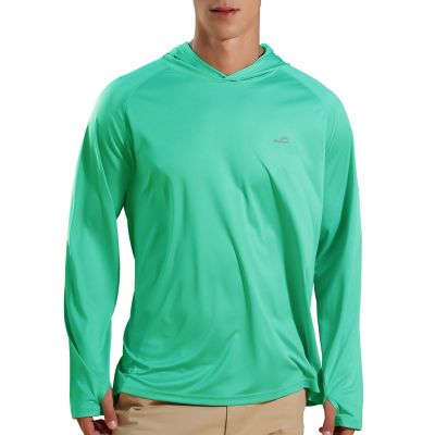 Men's UPF 50+ UV Sun Protection Hoodie Long Sleeve Rash Guard Hiking Fishing Swim T Shirt (Mint Green, S)