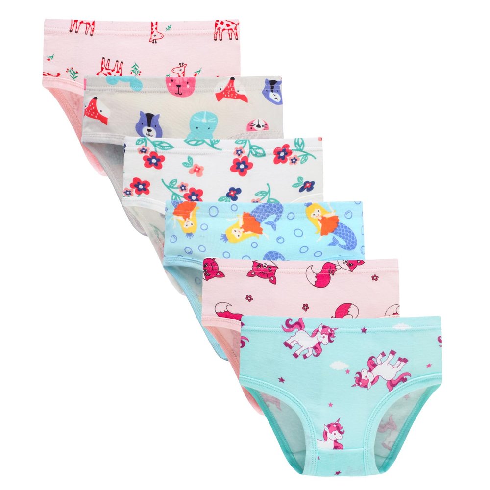 Boboking Little Girls' Soft Cotton Underwear Kids Breathable Comfort Panty Briefs (Pack of 6) 12yrs