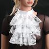 YiZYiF Colonial Jabot Victorian Renaissance Ruffled Lace Jabot Steampunk Neck Collar Necktie Cosplay Costume Accessory White One Size view 3