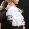 YiZYiF Colonial Jabot Victorian Renaissance Ruffled Lace Jabot Steampunk Neck Collar Necktie Cosplay Costume Accessory White One Size view 4