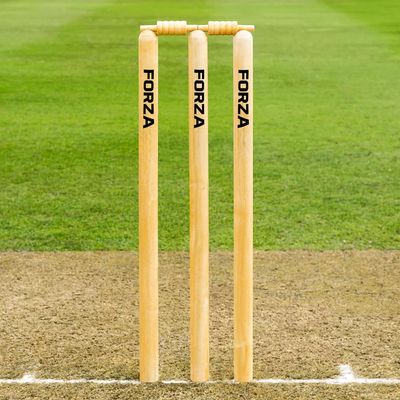 FORTRESS Wooden Cricket Stumps [ICC Regulation]  Professional Timber Stumps for Competitive Cricket (County Stumps (Pro), Senior (28in))