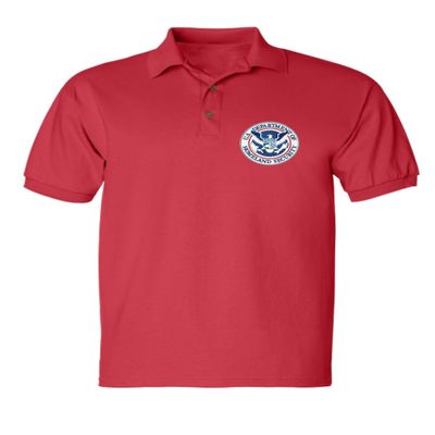 ALLNTRENDS Men's Polo T Shirt US Homeland Security Embroidered USA Shirt (2XL, Red)