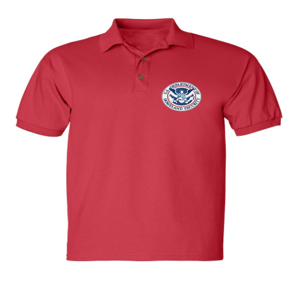 ALLNTRENDS Men's Polo T Shirt US Homeland Security Embroidered USA Shirt (2XL, Red)