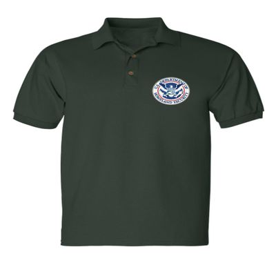 ALLNTRENDS Men's Polo T Shirt US Homeland Security Embroidered USA Shirt (L, Forest Green)