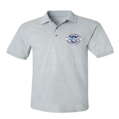 ALLNTRENDS Men's Polo T Shirt US Homeland Security Embroidered USA Shirt (2XL, Sporty Grey)