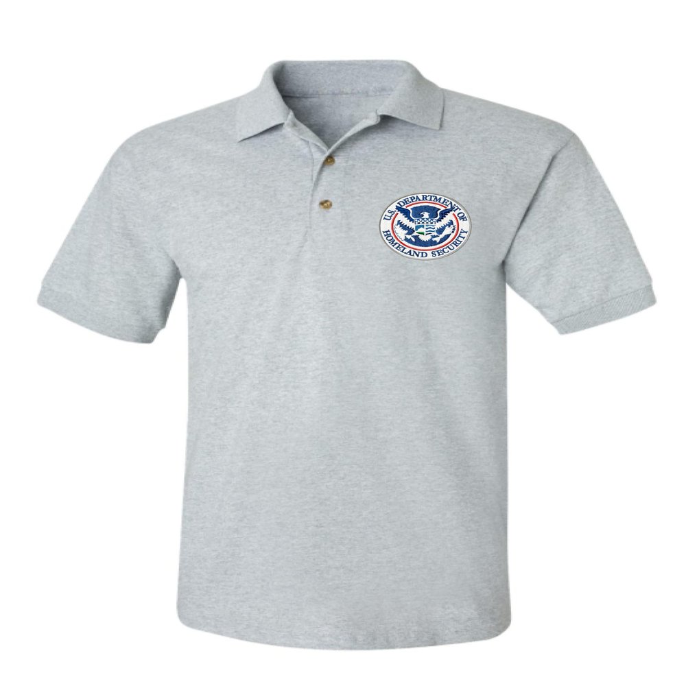 ALLNTRENDS Men's Polo T Shirt US Homeland Security Embroidered USA Shirt (2XL, Sporty Grey)
