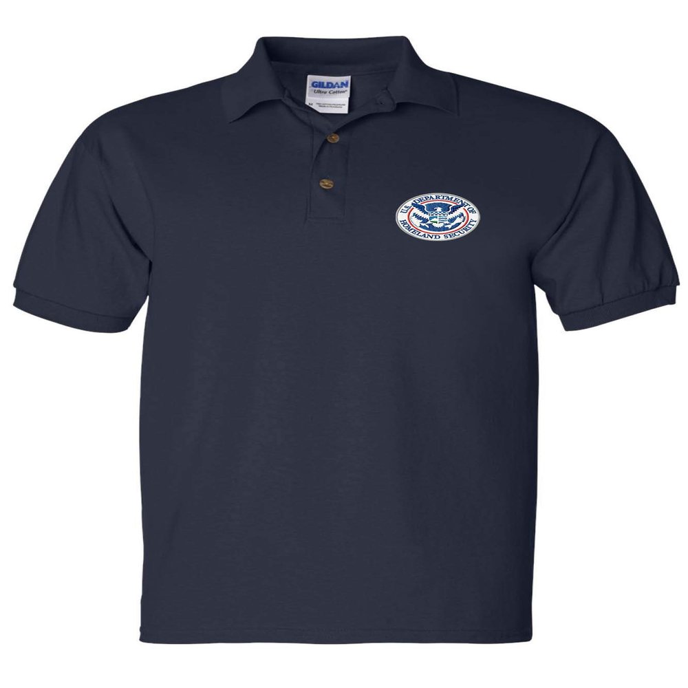 ALLNTRENDS Men's Polo T Shirt US Homeland Security Embroidered USA Shirt (2XL, Navy Blue)