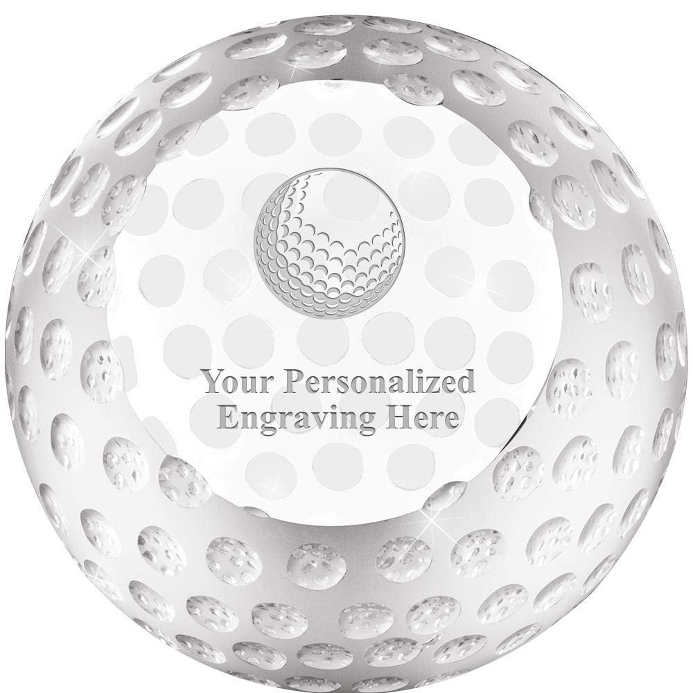 Crown Awards 3 1/4" Golf Ball Crystal Paperweight with Your Own Custom Engraving Included Prime