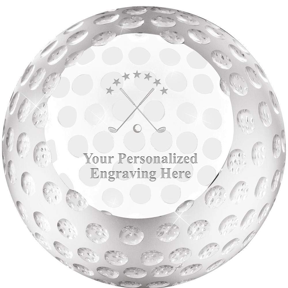 Golf Paperweight, 3 1/4" Crystal Golf Ball Paperweight Golf Award Prime