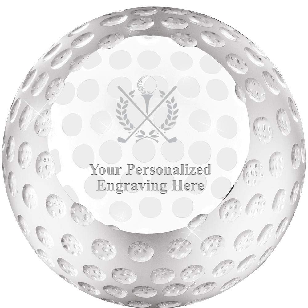 Crown Awards Golf Ball Paperweight, 3 1/4" Custom Crystal Golf Paperweight Award Prime