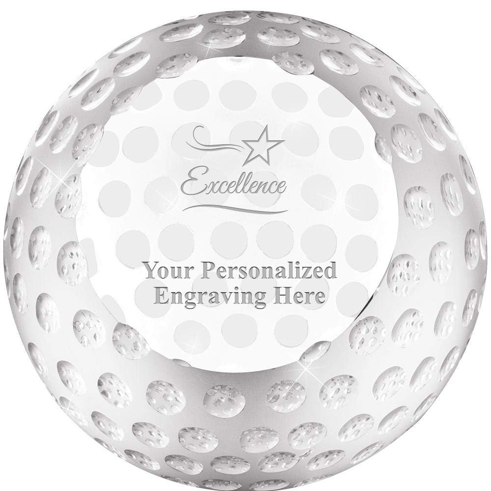 Golf Awards, 3 1/4" Excellence Golf Ball Crystal Paperweight Award Prime