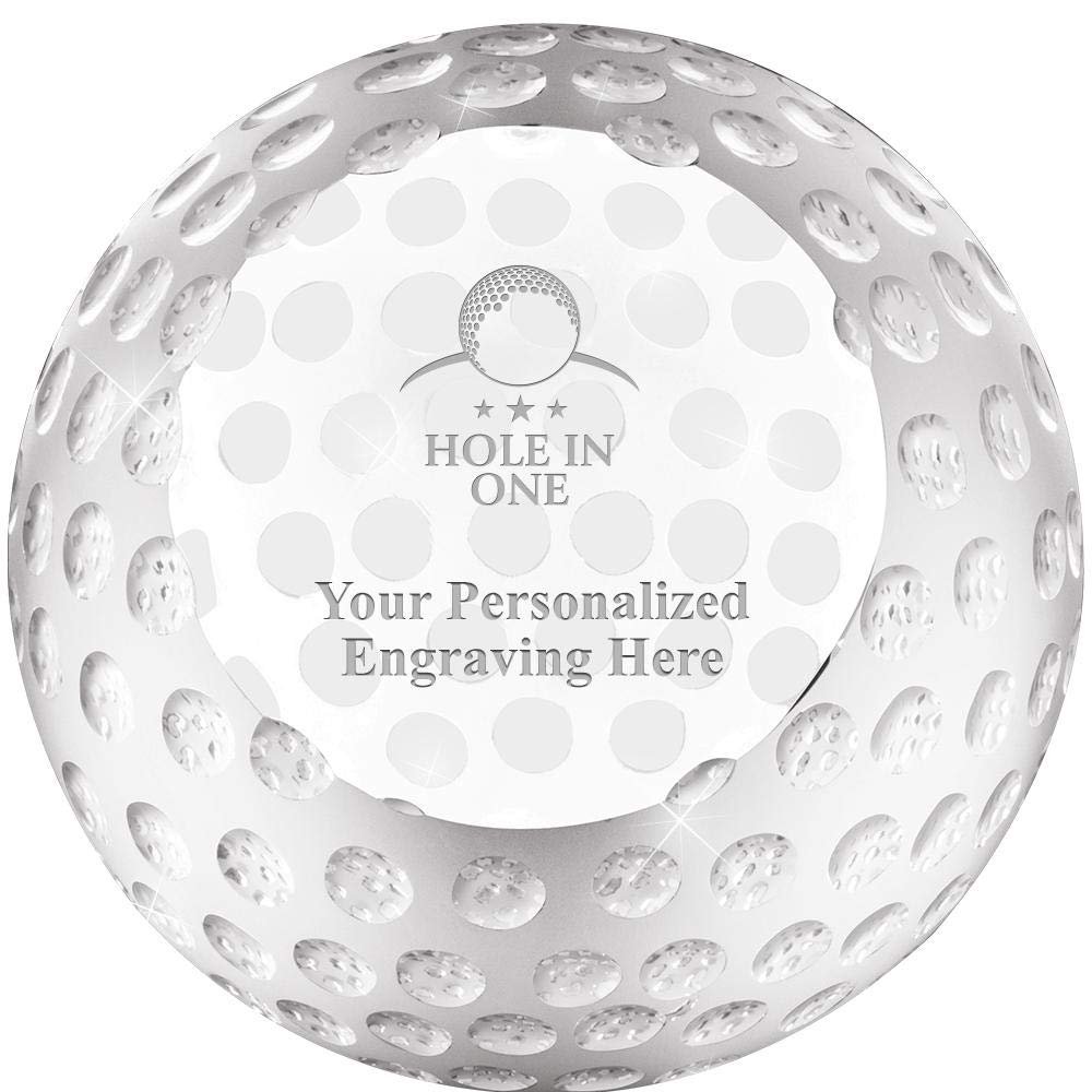 Crown Awards 3 1/4" Hole in One Golf Crystal Paperweight Award, Customize Now with Your Own Engraving Prime
