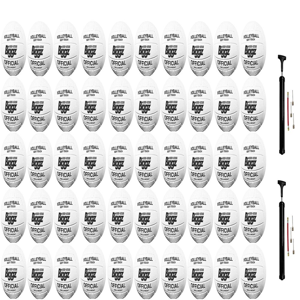 Biggz (50 Pack) Volleyballs - Soft Touch Leather - Indoor/Outdoor with Pumps