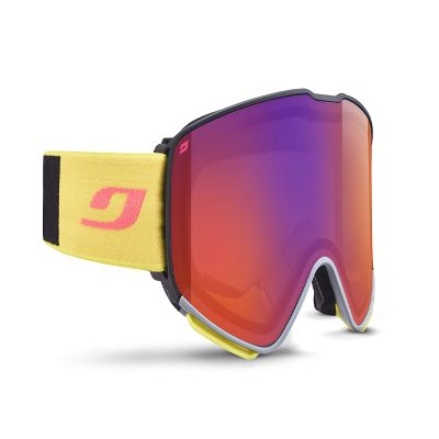 Julbo Quickshift Mountain Biking Performance Goggles, Black/Yelllow Frame - Spectron 0+2 Smoke Lens w/Red Flash & Clear Lens