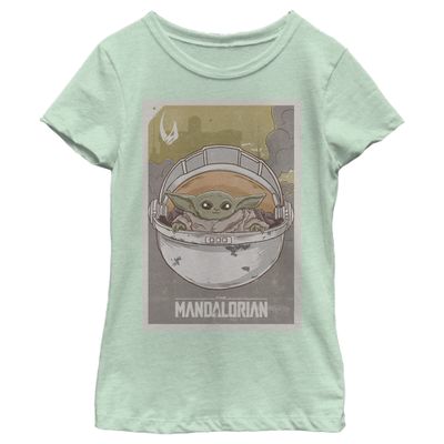 The Mandalorian Girl's Star Wars The Child Cradle T-Shirt - Mint - X Small