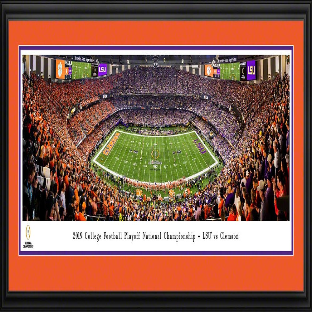 2019 College Football National Championship - LSU vs Clemson - 44x18-inch Clemson Double Mat, Deluxe Framed Picture by Blakeway Panoramas