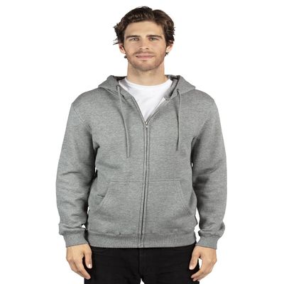 Threadfast Unisex Ultimate Fleece Full-Zip Hooded Sweatshirt XS HEATHER GREY