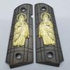 New 1911 SAN Judas ST. Jude Full Size Grips Government Ambi Cut Black/Gold Plated view 1