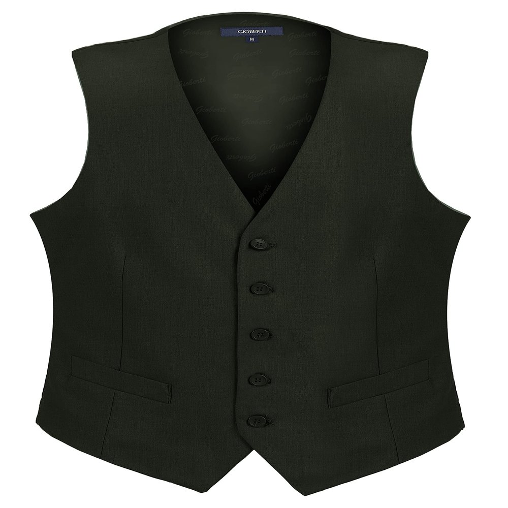 Gioberti Men's Formal Suit Vest Fit for Business or Casual Dress, Olive, Medium