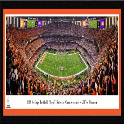 2019 College Football National Championship - LSU vs Clemson - 42x15.5-inch Single Orange Mat, Select Framed Picture by Blakeway Panoramas