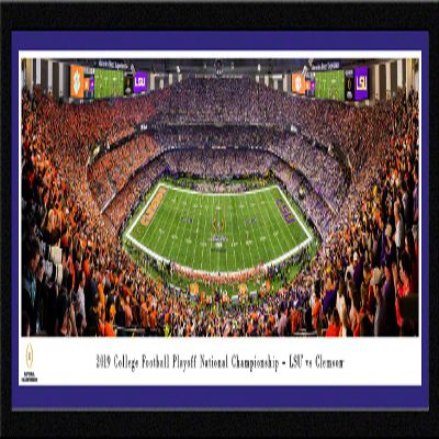 2019 College Football National Championship - LSU vs Clemson - 42x15.5-inch Single Purple Mat, Select Framed Picture by Blakeway Panoramas