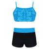 Agoky Kids Girls' Top and Booty Shorts Ballet Dance Gymnastics Sports Leotard or Swimwear Swimming Costumes Sky_Blue 2PCS 3-4 view 1