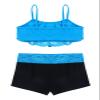 Agoky Kids Girls' Top and Booty Shorts Ballet Dance Gymnastics Sports Leotard or Swimwear Swimming Costumes Sky_Blue 2PCS 3-4 view 4