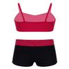 Agoky Kids Girls' Top and Booty Shorts Ballet Dance Gymnastics Sports Leotard or Swimwear Swimming Costumes Burgundy 2PCS 3-4 view 2