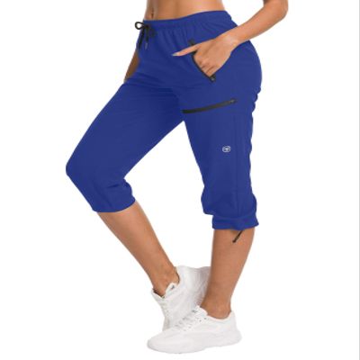 ChinFun Women's Hiking Capris Pants Outdoor Quick Dry Cargo Cropped Pants Water Resistant UPF 50+ Royal Blue S