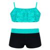 Agoky Kids Girls' Top and Booty Shorts Ballet Dance Gymnastics Sports Leotard or Swimwear Swimming Costumes Turquoise 2PCS 3-4 view 1