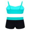 Agoky Kids Girls' Top and Booty Shorts Ballet Dance Gymnastics Sports Leotard or Swimwear Swimming Costumes Turquoise 2PCS 3-4 view 2