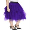 Women's Elegant Mesh Layered Tulle Skirt Sheer Tutu Midi Skirt (Deep Purple, L) view 3