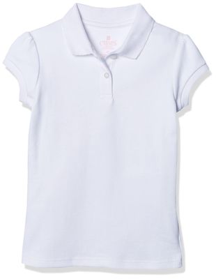 Chaps Toddler Girls' School Uniform Short Sleeve Interlock Polo, White, 4T