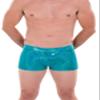 Revolver Fashion / Funstigators Festival Clothing: Men's Holographic Brief Booty Shorts With Front Pouch - Made in USA (Large, Holographic Teal) view 1