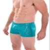 Revolver Fashion / Funstigators Festival Clothing: Men's Holographic Brief Booty Shorts With Front Pouch - Made in USA (Large, Holographic Teal) view 2
