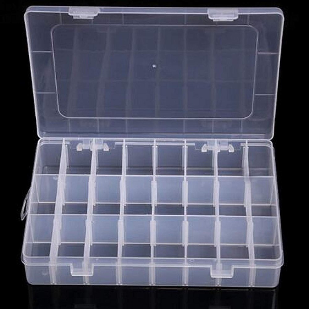 ZHONGJIUYUAN 1Piece 24 Slots Compartment Storage Box Jewellery Earring Beads Drugs Pills Storing Mini Goods Organizator Box Case Container