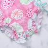 Aislor Baby Girls Swimwear Long Sleeves Zipper Back Floral Printed Ruffle Romper Outfits Beachwear Bathing Suit Pink 6-12 Months view 4