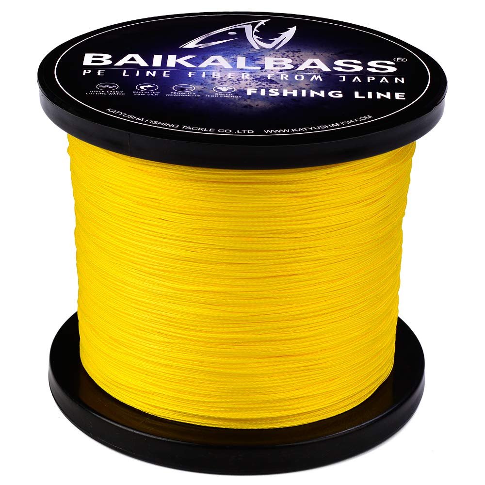 Super Strong Braided Fishing Line 8 Strands Stronger Strength Multifilament PE Braid Wire for Saltwater 10LB-300LB Hi-Grade Superline (1000M Yellow 20LB)