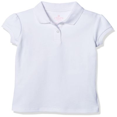 Chaps Toddler Girls' School Uniform Short Sleeve Interlock Polo, White, 2T