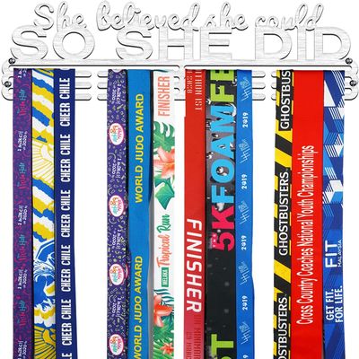 Miayork Medal Holder Display She Believed she Could SO SHE DID Medal Hanger Display -Wall Mount Easy to Install Running Race Medal Hanger Display in Stainless Steel Material